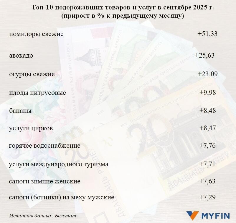 Что больше всего подорожало в Беларуси в сентябре: топ-10 товаров и услуг