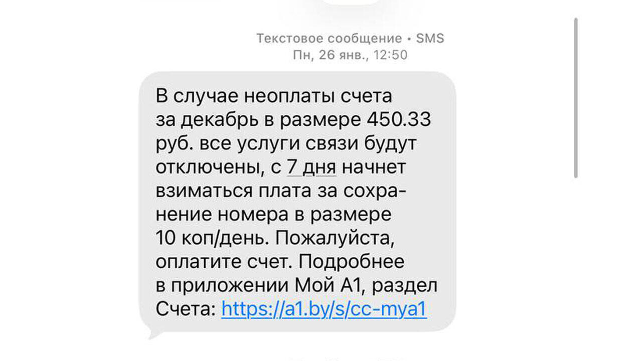 «Пришло СМС: уплатите 450 рублей». Ребенку белоруса приходят уведомления о чужих долгах